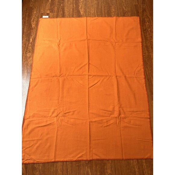 Vintage Faribault Mills Blanket 100% Virgin Wool 60"x47" Orange Camp Cabin USA - Picture 3 of 4